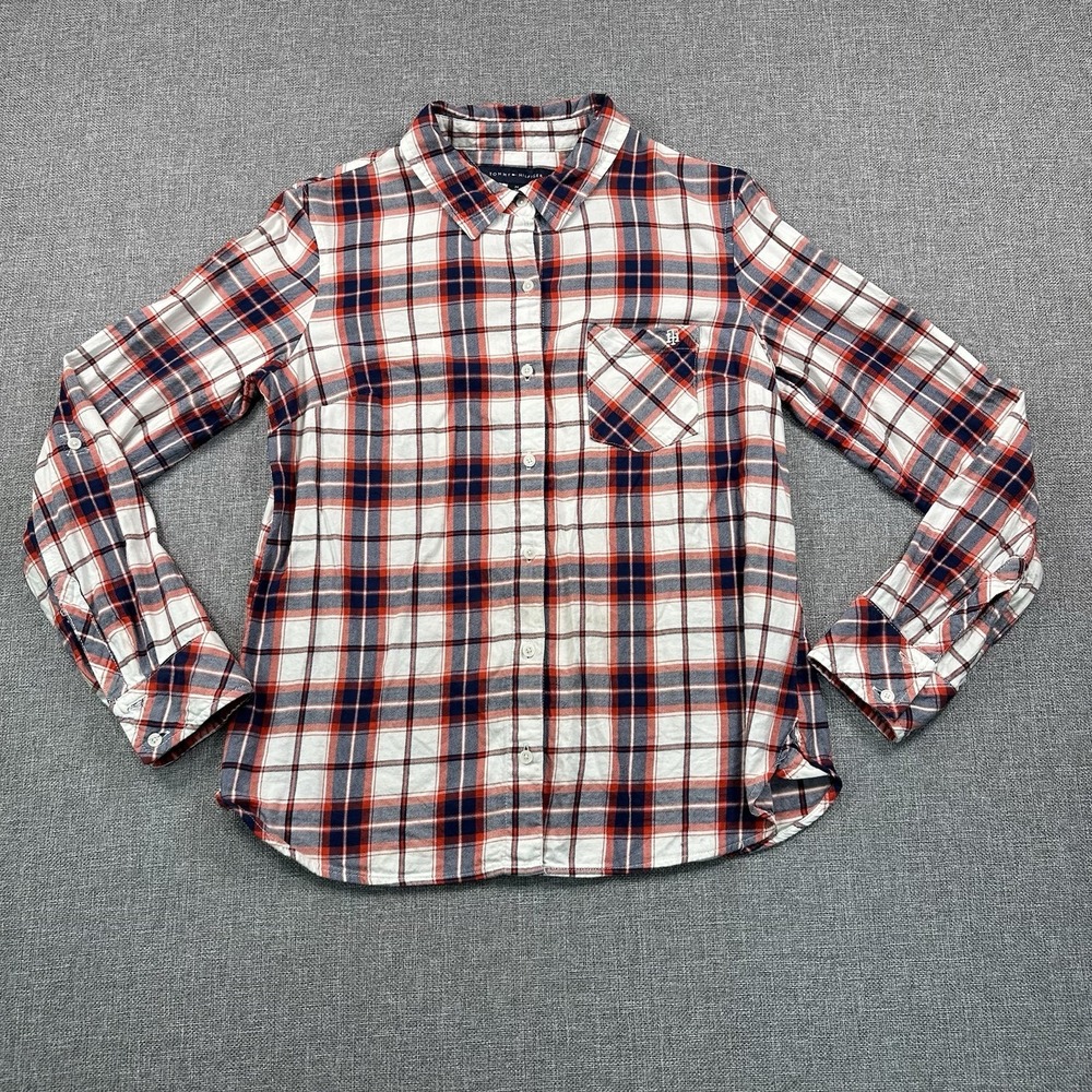 Tommy Hilfiger Women's Plaid Flannel Button Down Shirt Size Medium